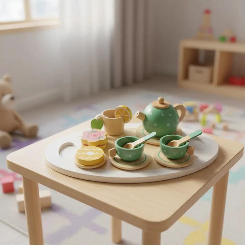 JUEGO DE TE  DE MADERA PARA NIÑOS JUGUETE DIDACTICO - 4