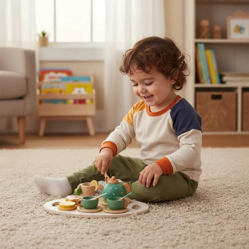 JUEGO DE TE  DE MADERA PARA NIÑOS JUGUETE DIDACTICO - 5