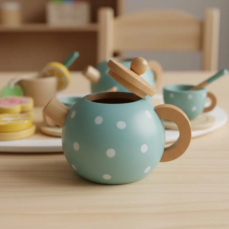 JUEGO DE TE  DE MADERA PARA NIÑOS JUGUETE DIDACTICO - 6