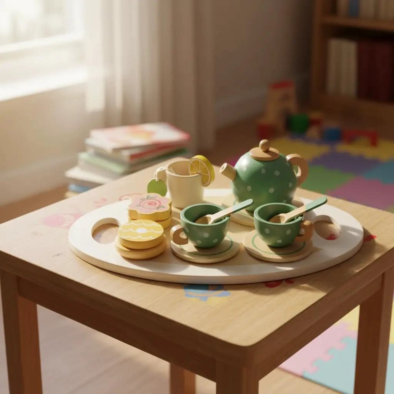 JUEGO DE TE  DE MADERA PARA NIÑOS JUGUETE DIDACTICO - 7