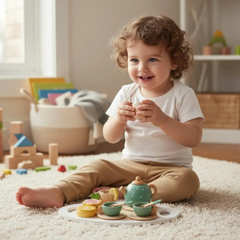 JUEGO DE TE  DE MADERA PARA NIÑOS JUGUETE DIDACTICO - 8