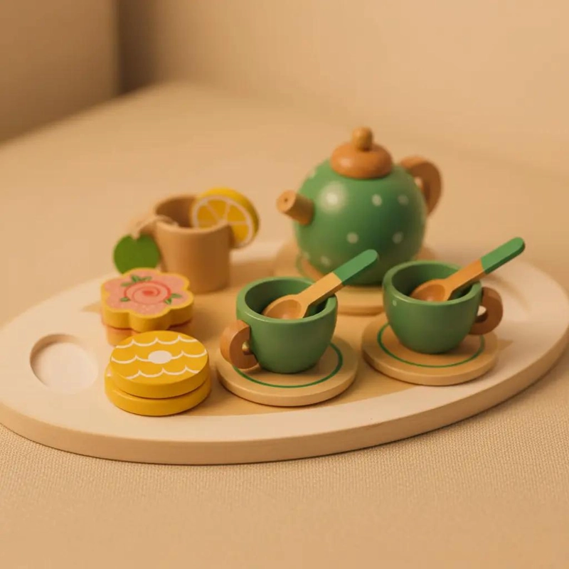 JUEGO DE TE  DE MADERA PARA NIÑOS JUGUETE DIDACTICO - 9
