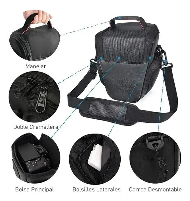 BOLSO ACOLCHADO PARA CAMARA Y ACCESORIOS CON CORREA AJUSTABLE - 3