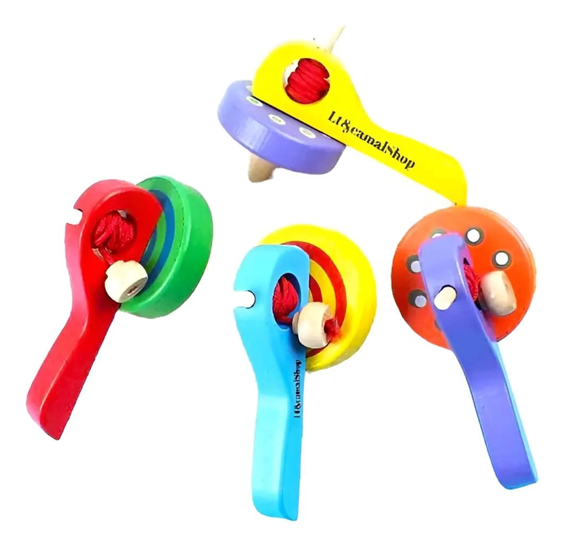TROMPO DE MADERA MULTICOLOR PARA NIÑOS JUGUETE EDUCATIVO - 1