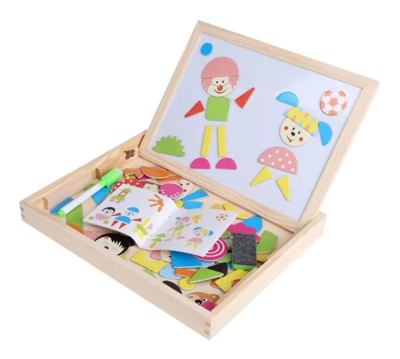 JUGUETE DIDACTICO DE MADERA CON PIZARRA MAGNE TICA Y ACCESORIOS - 2