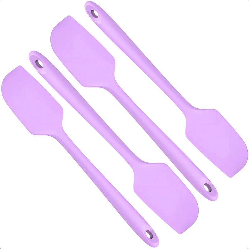 PACK DE 4 ESPATULAS DE SILICONA ANTIADHERENTE COLOR LILA PARA COCINA - 1