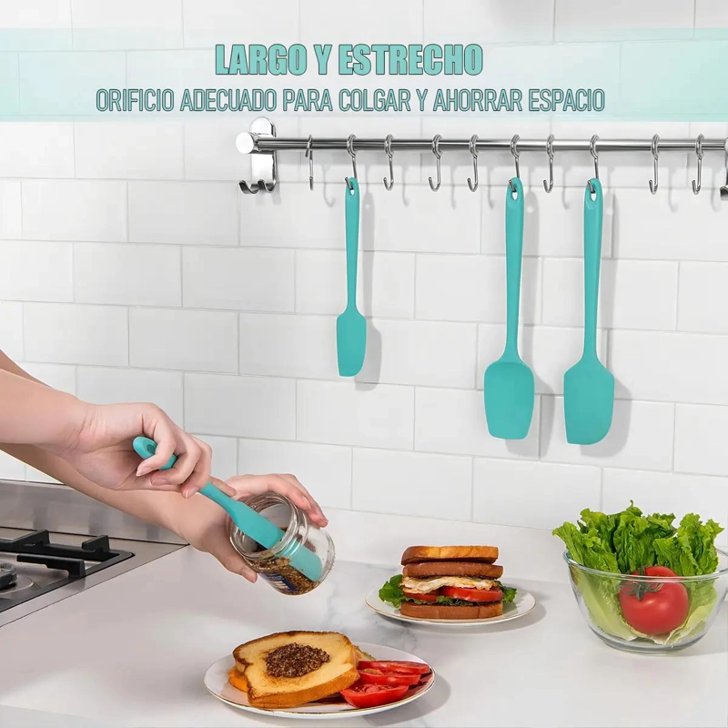 PACK DE 4 ESPATULAS DE SILICONA ANTIADHERENTE COLOR LILA PARA COCINA - 2