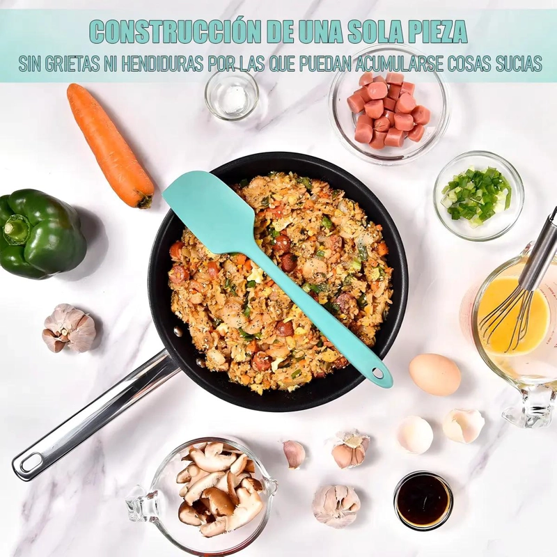 PACK DE 4 ESPATULAS DE SILICONA ANTIADHERENTE COLOR LILA PARA COCINA - 4