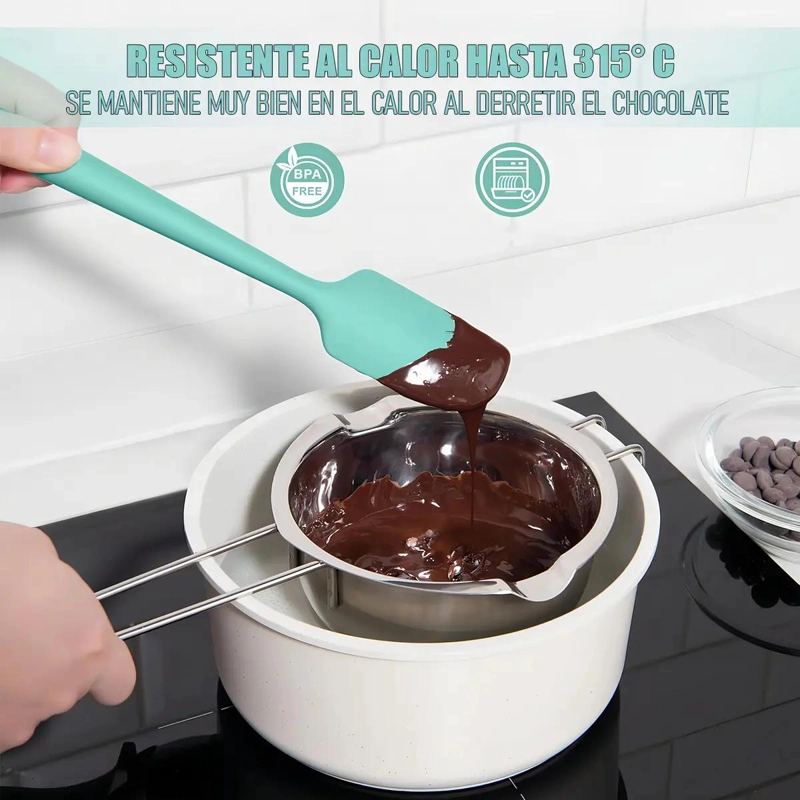 PACK DE 4 ESPATULAS DE SILICONA ANTIADHERENTE COLOR LILA PARA COCINA - 6