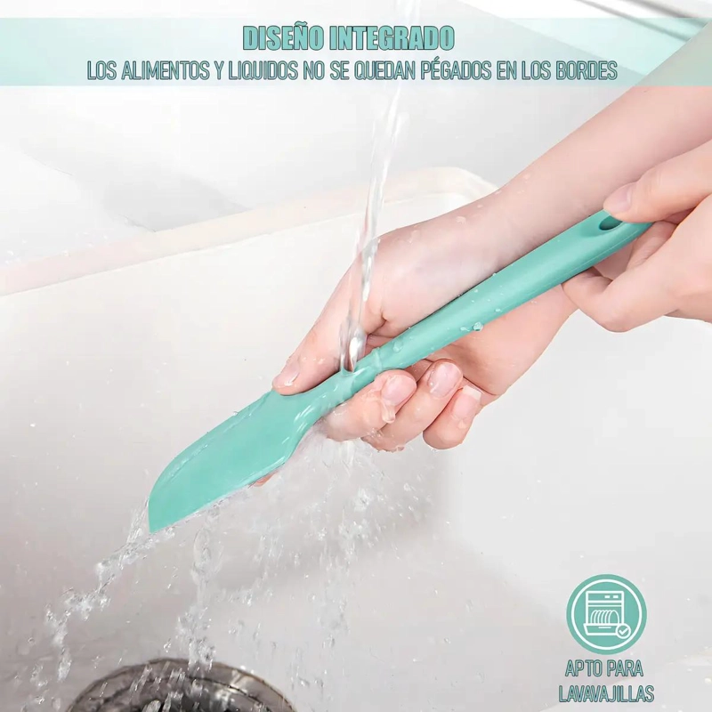 PACK DE 4 ESPATULAS DE SILICONA ANTIADHERENTE COLOR LILA PARA COCINA - 7