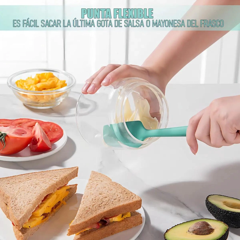 PACK DE 4 ESPATULAS DE SILICONA ANTIADHERENTE COLOR LILA PARA COCINA - 9