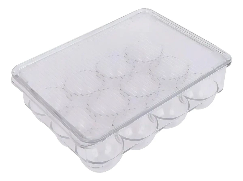 ORGANIZADOR ACRILICO TRANSPARENTE PARA HUEVOS CON TAPA - 1