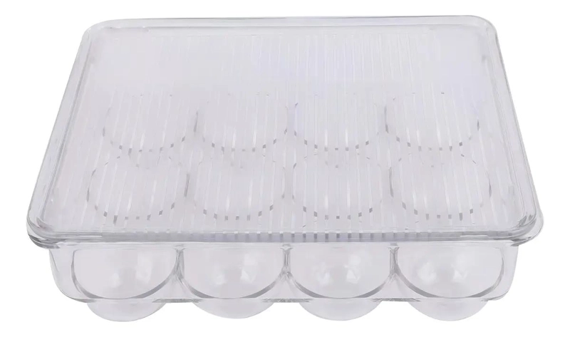 ORGANIZADOR ACRILICO TRANSPARENTE PARA HUEVOS CON TAPA - 2