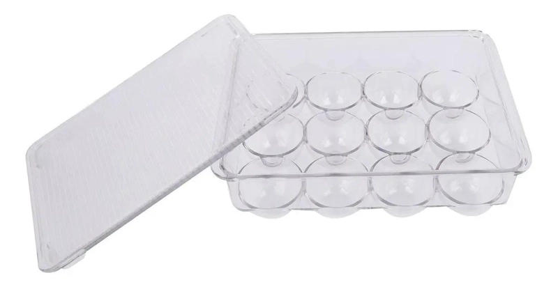 ORGANIZADOR ACRILICO TRANSPARENTE PARA HUEVOS CON TAPA - 3