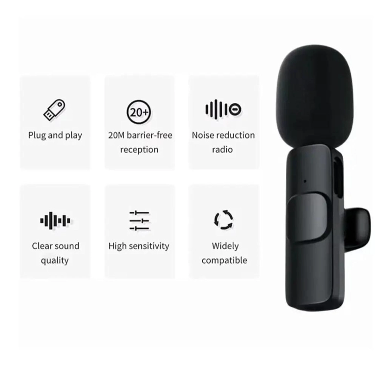 MICROFONO INALAMBRICO LAVALIER DOBLE PARA GRABACIONES DE AUDIO - 7