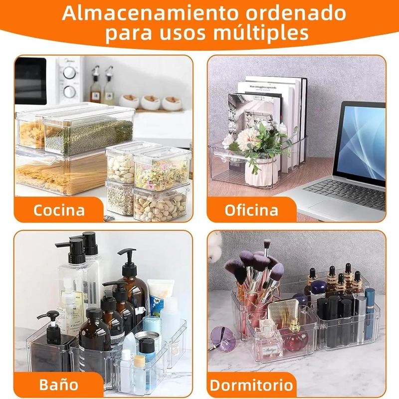 ORGANIZADOR DE REFRIGERADOR CON 7 CONTENEDORES TRANSPARENTES Y HERME TICOS - 6