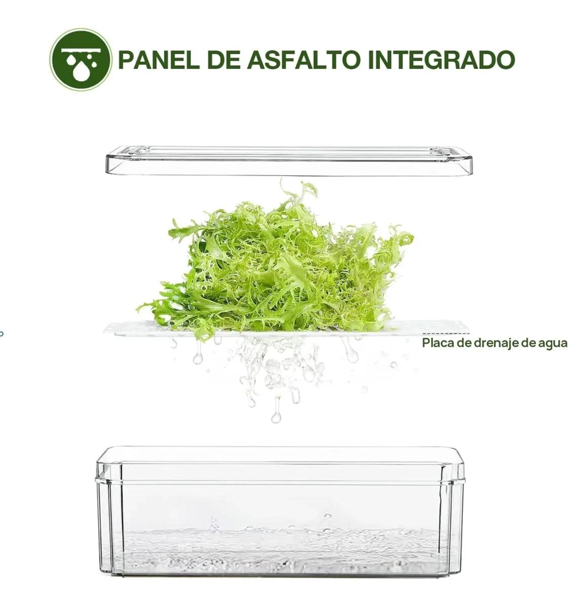ORGANIZADOR DE REFRIGERADOR CON 7 CONTENEDORES TRANSPARENTES Y HERME TICOS - 9