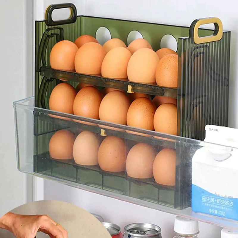 CONTENEDOR ORGANIZADOR DE HUEVOS APILABLE 3 NIVELES VERDE - 3