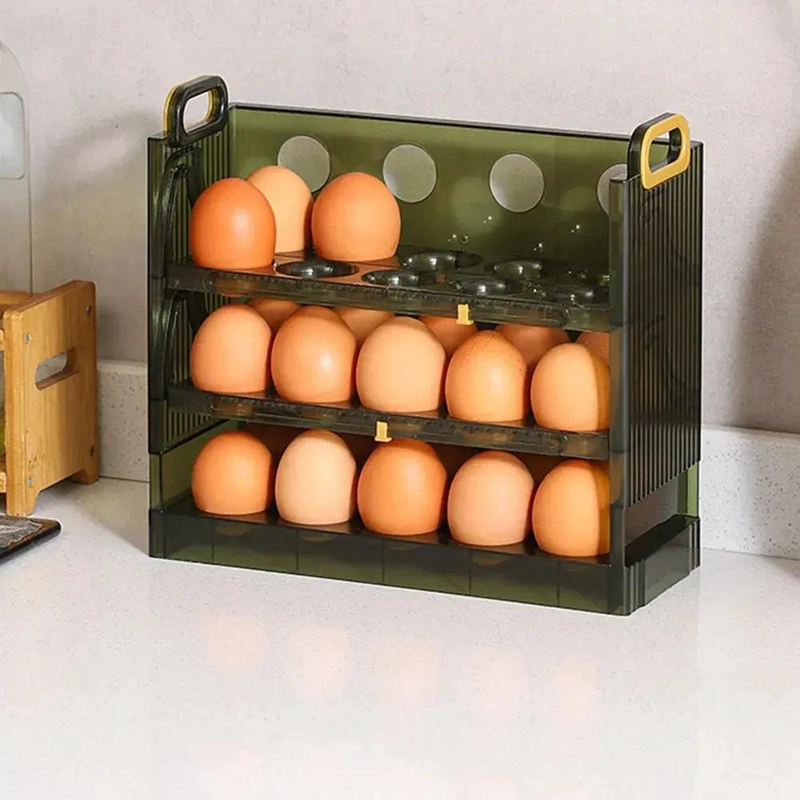 CONTENEDOR ORGANIZADOR DE HUEVOS APILABLE 3 NIVELES VERDE - 4