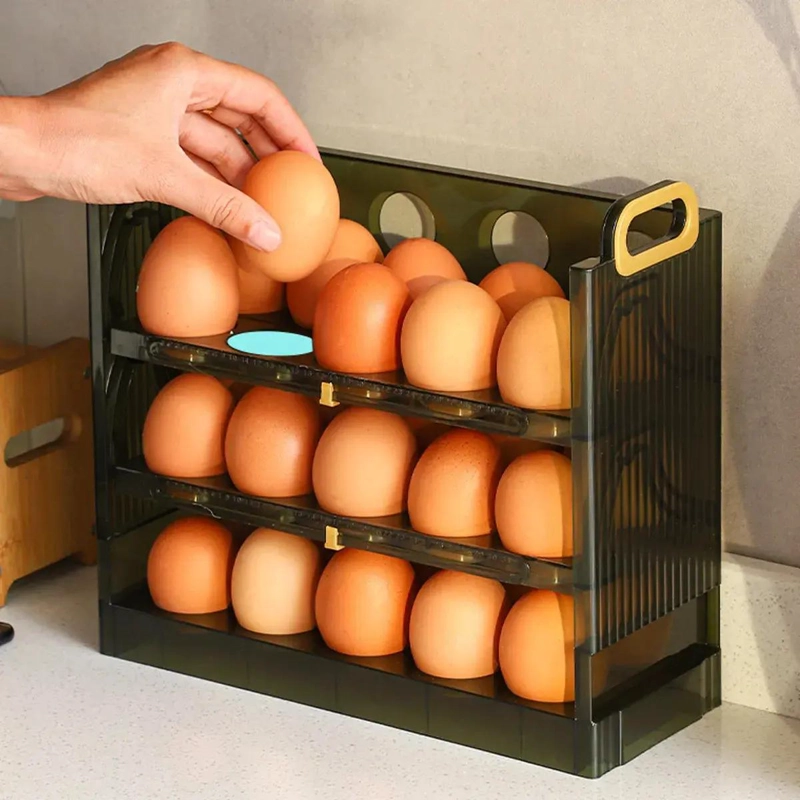 CONTENEDOR ORGANIZADOR DE HUEVOS APILABLE 3 NIVELES VERDE - 6
