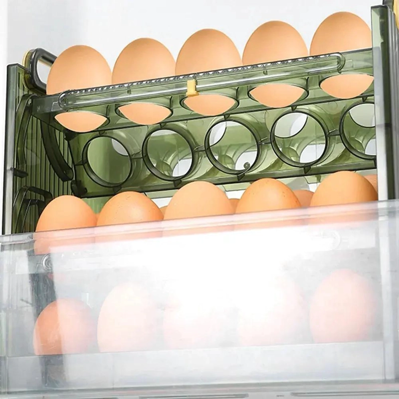 CONTENEDOR ORGANIZADOR DE HUEVOS APILABLE 3 NIVELES VERDE - 7
