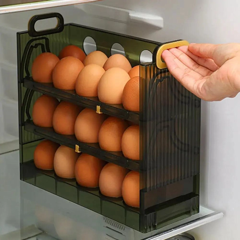 CONTENEDOR ORGANIZADOR DE HUEVOS APILABLE 3 NIVELES VERDE - 8