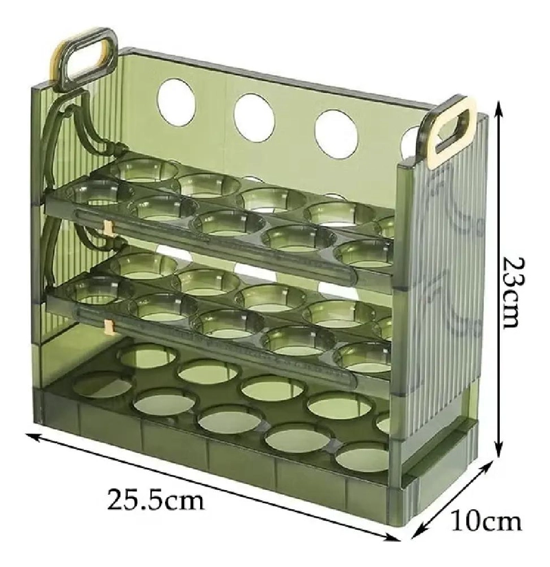 CONTENEDOR ORGANIZADOR DE HUEVOS APILABLE 3 NIVELES VERDE - 9