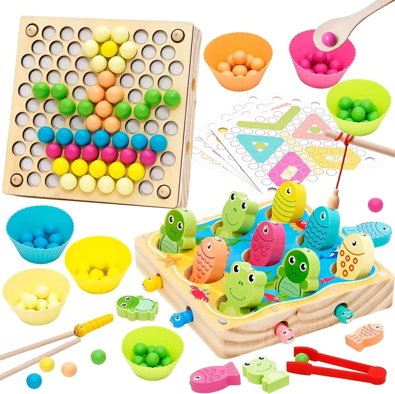 JUEGO DIDACTICO DE PESCA MAGNE TICA Y CLASIFICACION 4 EN 1 - 1