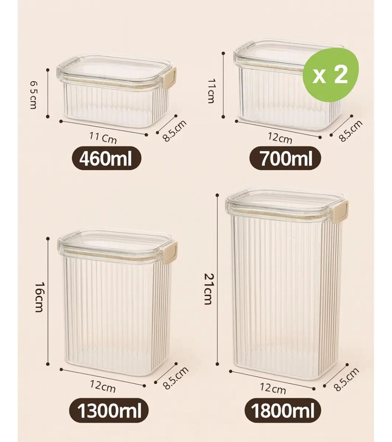 PACK DE 5 RECIPIENTES HERME TICOS PARA ALIMENTOS DE 1 LITRO - 4