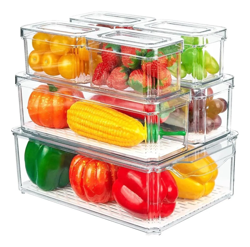 ORGANIZADOR DE REFRIGERADOR CON 7 CONTENEDORES TRANSPARENTES - 1
