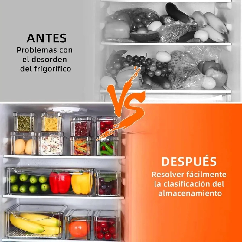 ORGANIZADOR DE REFRIGERADOR CON 7 CONTENEDORES TRANSPARENTES - 4
