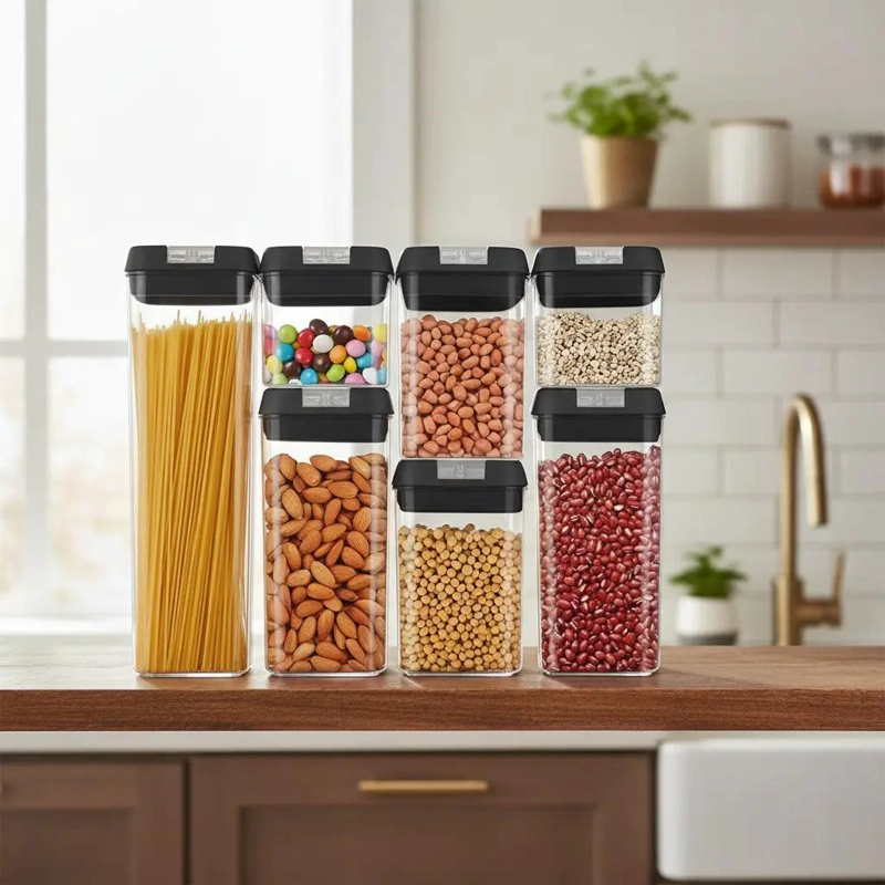 SET DE 7 CONTENEDORES ORGANIZADOR DE ALIMENTOS HERME TICOS - 1