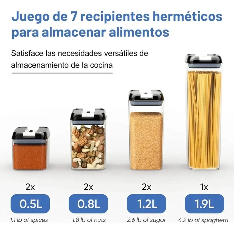 SET DE 7 CONTENEDORES ORGANIZADOR DE ALIMENTOS HERME TICOS - 5