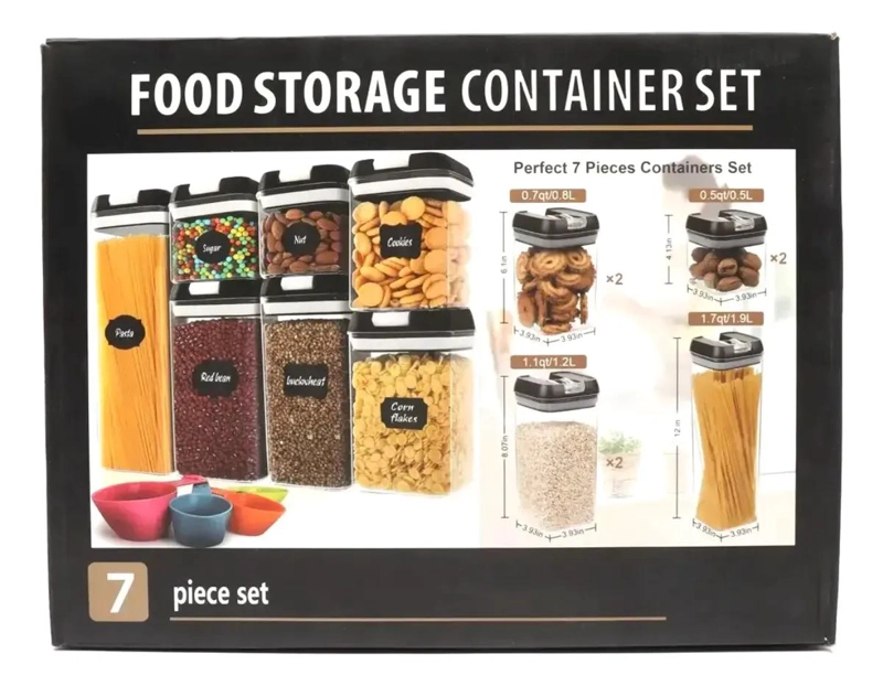SET DE 7 CONTENEDORES ORGANIZADOR DE ALIMENTOS HERME TICOS - 7