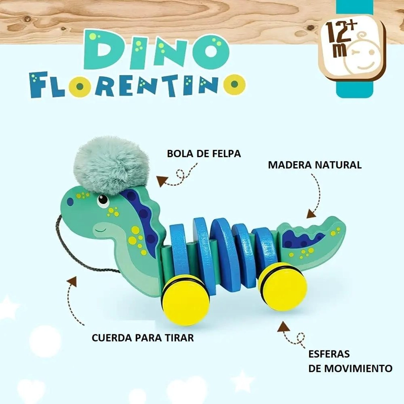 JUGUETE DIDACTICO DINO FLORENTINO DE ARRASTRE PARA NIÑOS - 2