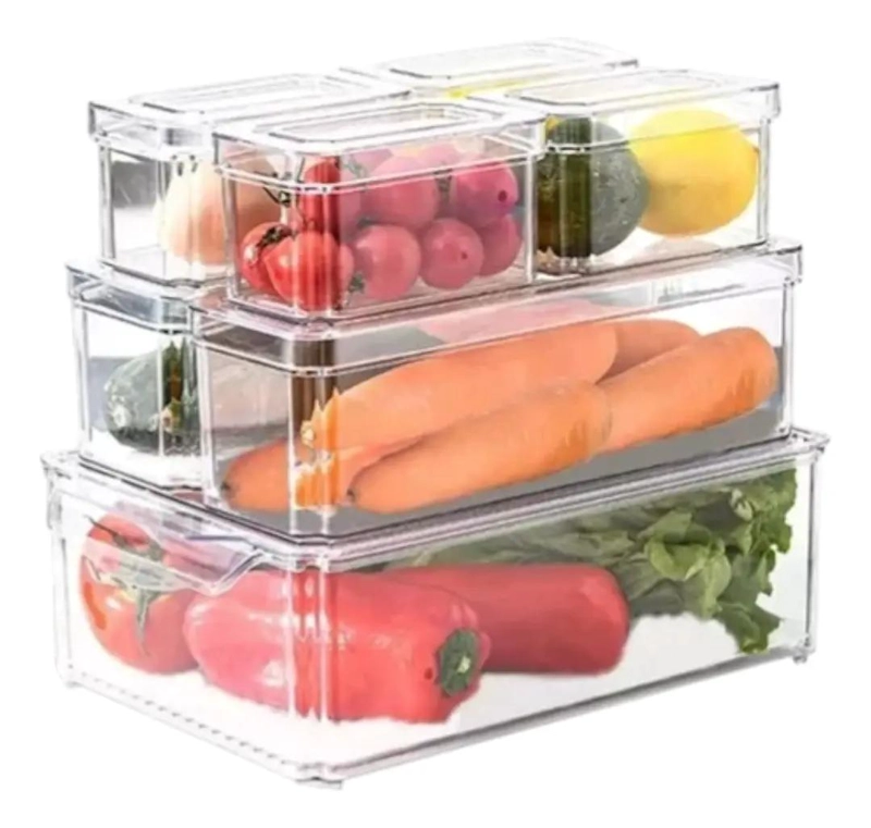 SET DE 7 CONTENEDORES TRANSPARENTES PARA REFRIGERADOR - 1