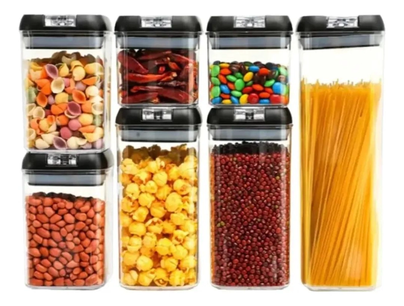 JUEGO DE 7 ORGANIZADORES FRASCOS HERME TICOS PARA ALIMENTOS - 2