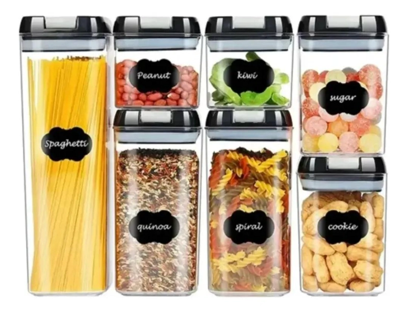 JUEGO DE 7 ORGANIZADORES FRASCOS HERME TICOS PARA ALIMENTOS - 3