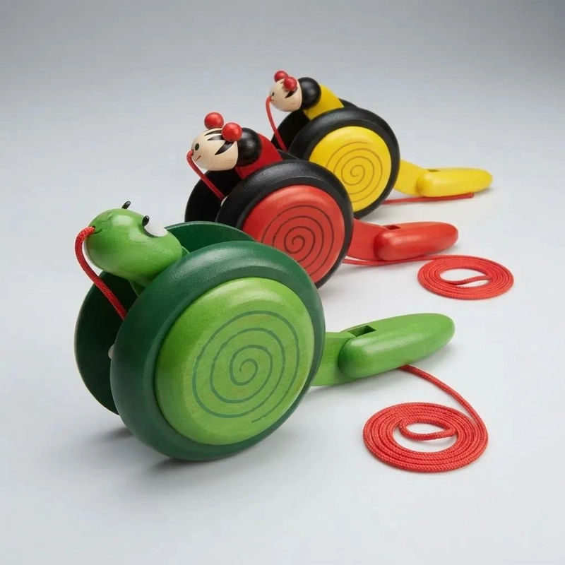 PACK DE 2 CARACOLES DE ARRASTRE EN MADERA PARA NIÑOS - 1
