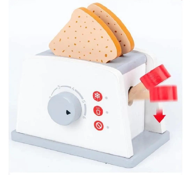 TOSTADORA DE JUGUETE DE MADERA CON ACCESORIOS PARA NIÑOS - 3