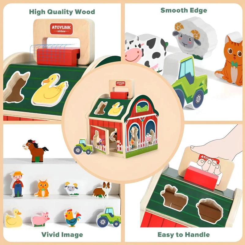 JUGUETE DIDACTICO DE MADERA GRANJA CON ANIMALES PARA NIÑOS - 2