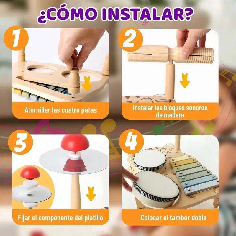 JUGUETE MUSICAL DIDACTICO DE MADERA 7 INSTRUMENTOS PARA NIÑOS - 6