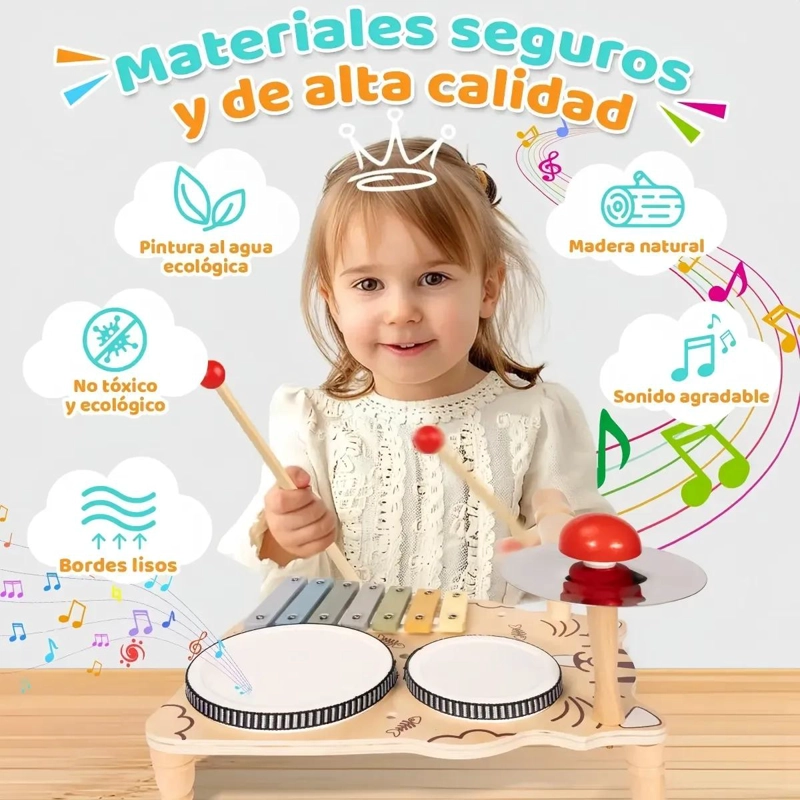 JUGUETE MUSICAL DIDACTICO DE MADERA 7 INSTRUMENTOS PARA NIÑOS - 7