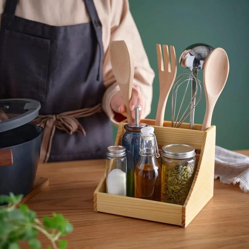 ORGANIZADOR DE COCINA DE MADERA 20X18X16 CM IDEAL PARA ESPACIOS REDUCIDOS - 4