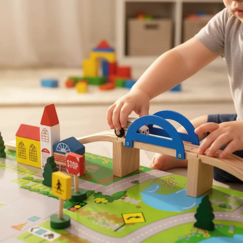 PISTA DE AUTO DE MADERA PARA NIÑOS DE 2 A 4 AÑOS - 4