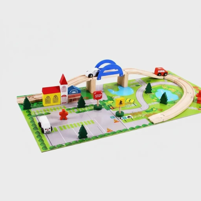 PISTA DE AUTO DE MADERA PARA NIÑOS DE 2 A 4 AÑOS - 6