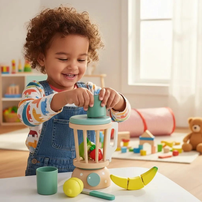 LICUADORA DE MADERA PARA JUEGO DE COCINA INFANTIL - 2