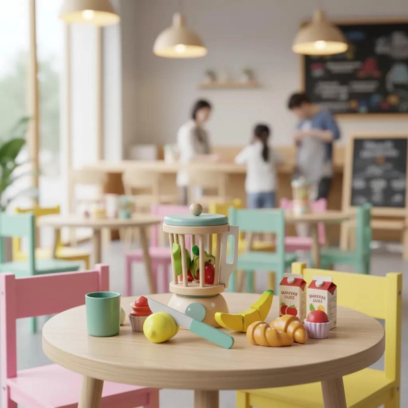 LICUADORA DE MADERA PARA JUEGO DE COCINA INFANTIL - 4