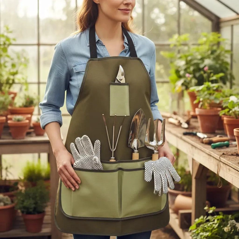 DELANTAL DE JARDINERIA IMPERMEABLE CON BOLSILLOS PRACTICOS - 1