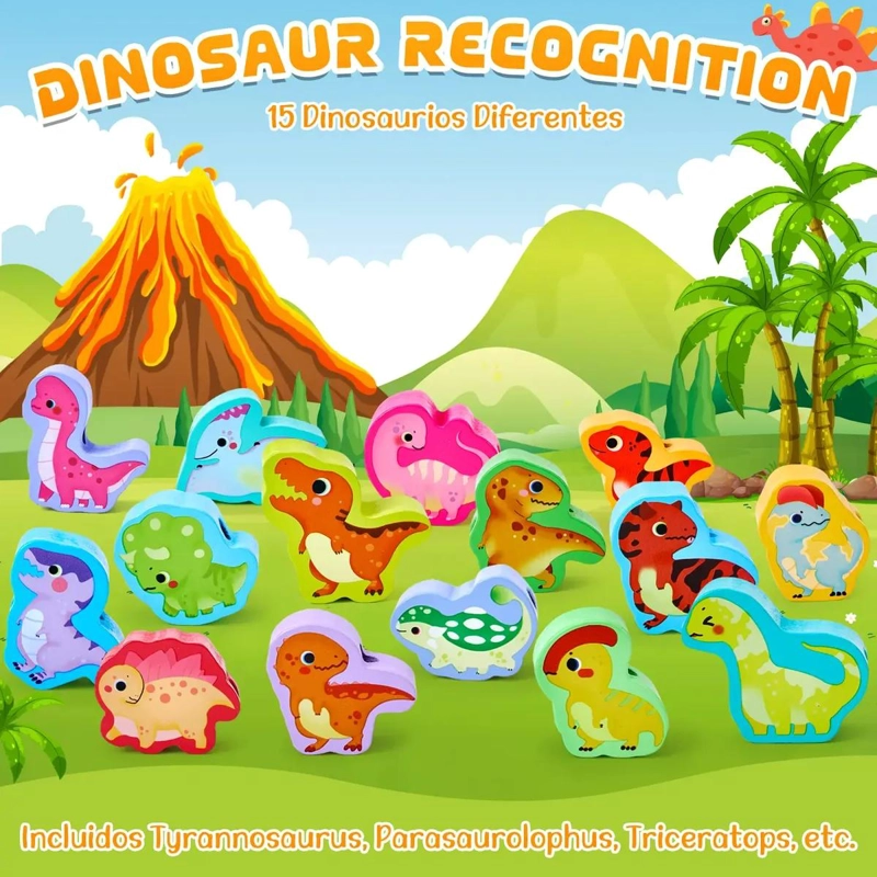 JUEGO DIDACTICO DE APILAMIENTO DE DINOSAURIOS PARA NIÑOS - 1